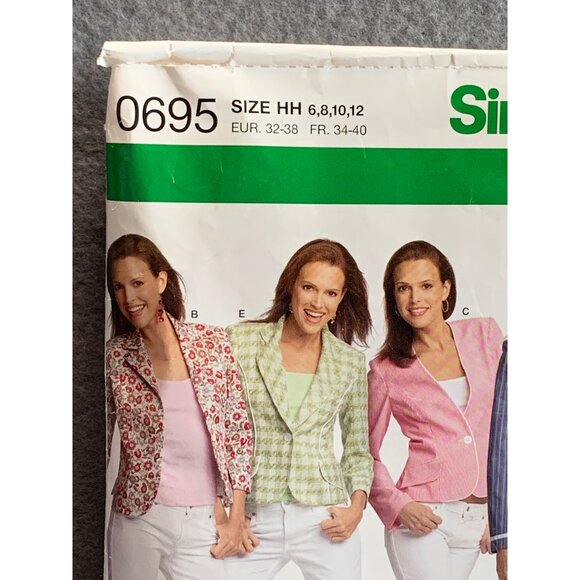 Simplicity Misses Coat Jacket Sewing Pattern sz 6-12 0695 - Picture 2 of 3